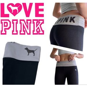 PINK Victoria’s Secret Yoga Pants Leggings Love Pink Dog Waistband Size Small